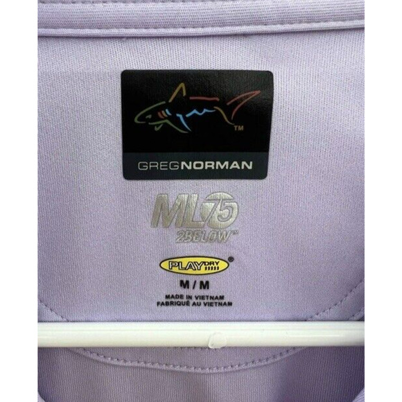 Mens Greg Norman Shirt Size Medium Purple Short Sleeve Golf Polo - Picture 3 of 10
